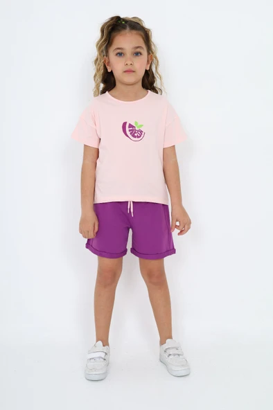 Toontoy Kız Çocuk Fresh Görsel Baskılı Şortlu Takım - 3