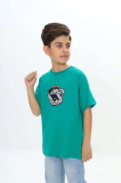 Toontoy Erkek Çocuk Şapkalı Ayı Baskılı Tişört - 11