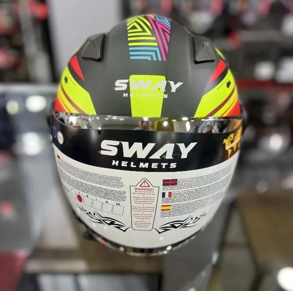 Sway 765 Çenesiz Aynalı Güneş Vizörlü Açık Motosiklet Kaskı L Beden Siyah Kırmızı - 5