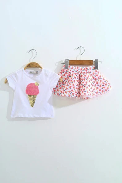 Toontoy Kız Çocuk Pullu Etekli Takım - Resim 8