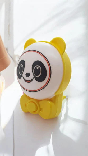 Sevimli Panda Bebek Çocuk Odası Gece Lambası, Prize Tak Çalıştır Anahtarlı, 2 Watt Beyaz Işık Ledli