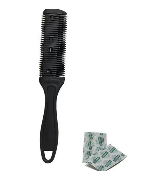 Jiletli Tarak Saç Sakal Düzleştirici Kırık Toplama Tarağı - 2 Adet Jiletli - Resim 2