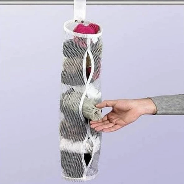 Dolap İçi Asılabilir Temiz Çorap Düzenleyici Çorap Filesi Askılık - 3