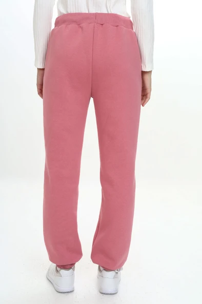 Kız Çocuk Nakış Baskılı Beli Paçası Ribanalı Cepli Basic Jogger Eşofman Altı 3 İplik Şarddonlu - Resim 10