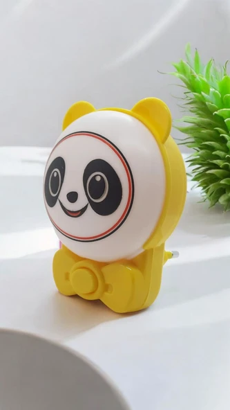 Sevimli Panda Bebek Çocuk Odası Gece Lambası, Prize Tak Çalıştır Anahtarlı, 2 Watt Beyaz Işık Ledli - 4