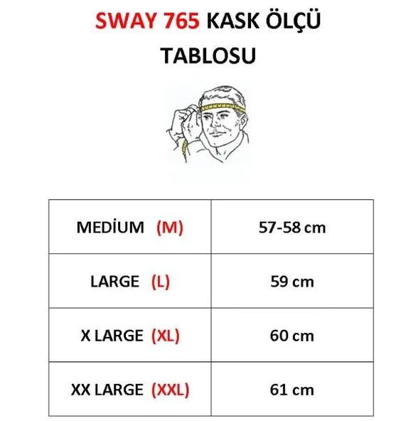 Sway 765 Çenesiz Aynalı Güneş Vizörlü Açık Motosiklet Kaskı L Beden Siyah Kırmızı - 9