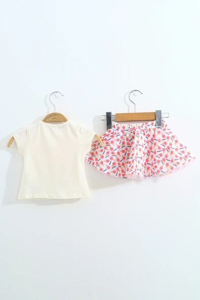 Toontoy Kız Çocuk Pullu Etekli Takım - Resim 5