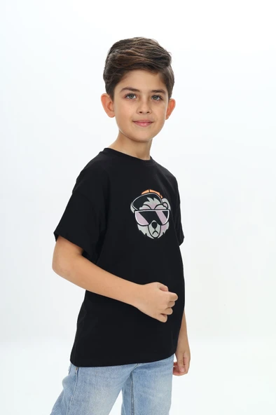 Toontoy Erkek Çocuk Şapkalı Ayı Baskılı Tişört - 7