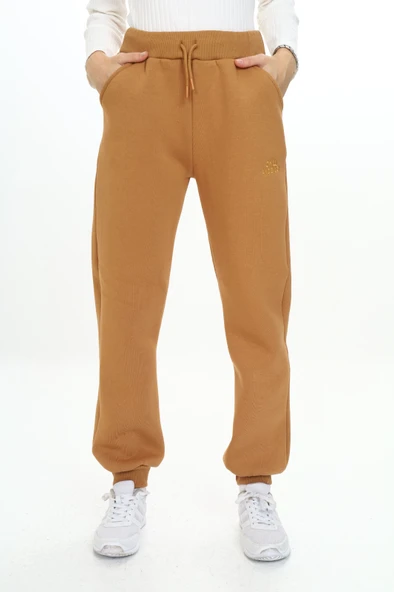 Kız Çocuk Nakış Baskılı Beli Paçası Ribanalı Cepli Basic Jogger Eşofman Altı 3 İplik Şarddonlu - Resim 12