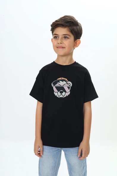 Toontoy Erkek Çocuk Şapkalı Ayı Baskılı Tişört - 9