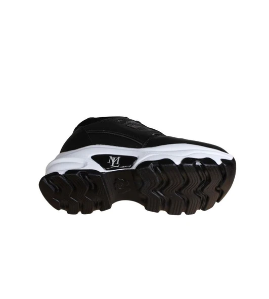 YAZKIŞ Kadın Siyah Beyaz Yanı Taşlı İçten 8Cm Topuklı Fashıon Spor Ayakkabı - Resim 19