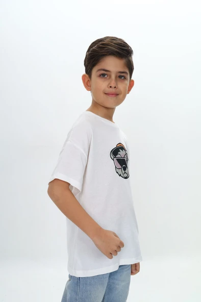 Toontoy Erkek Çocuk Şapkalı Ayı Baskılı Tişört - 3