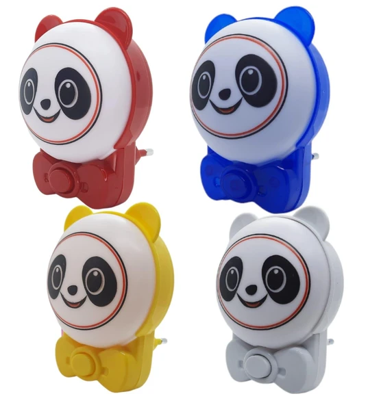 Sevimli Panda Bebek Çocuk Odası Gece Lambası, Prize Tak Çalıştır Anahtarlı, 2 Watt Beyaz Işık Ledli - 6