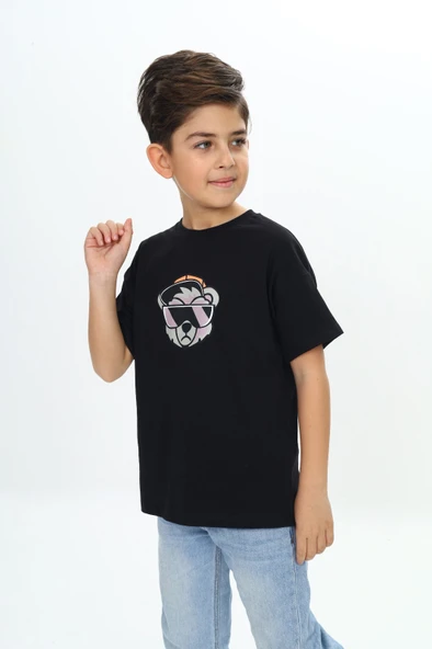 Toontoy Erkek Çocuk Şapkalı Ayı Baskılı Tişört - 6
