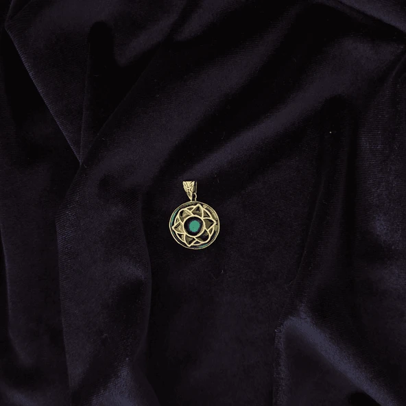 Renkli Uyum Pirinç Çini Taşlı Çelik Zincir Kolye - Resim 4