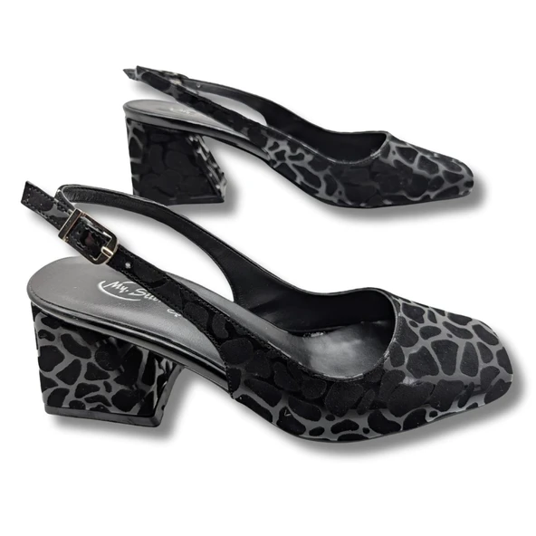 Schoonheid Kadın Arkası Açık Klasik Topuklu Ayakkabı - Resim 4