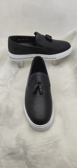 ÇİĞDEM GERÇEK DERİ ÖNÜ PÜSKÜLLÜ BEYAZ TABAN ERKEK AYAKKABI(GOES723) - 2