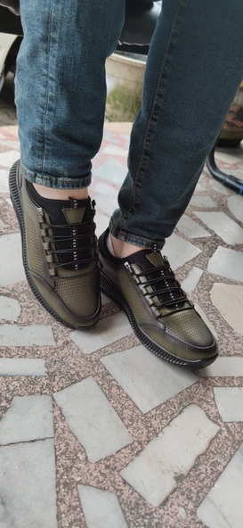 ÇİĞDEM AYALP HAKİ YEŞİL DERİ AYAKKABI - Resim 5