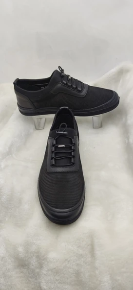 ÇİĞDEM GERÇEK NUBUK DERİ LASTİK BAĞLI SİYAH LAZER KESİM GÜNLÜK AYAKKABI(GOES1092) - Resim 4