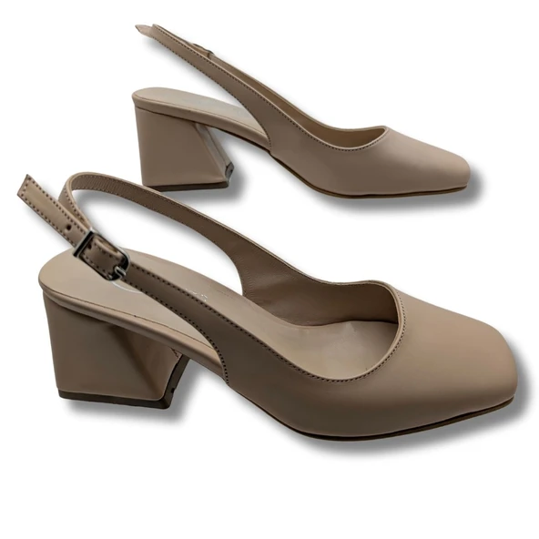 Schoonheid Kadın Arkası Açık Klasik Topuklu Ayakkabı - Resim 2