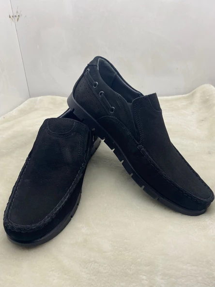 ÇİĞDEM SİYAH HAKİKİ NUBUK DERİ TIMBIRLEND (8017) - Resim 3