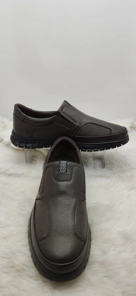 VOYAGER GERÇEK DERİ ACI KAHVE ERKEK YANLARI LASTİKLİ AYAKKABI 6122