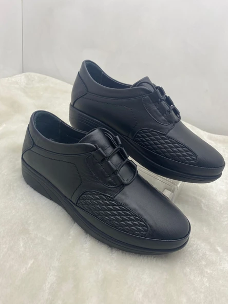 VOYAGER 8585 SİYAH HAKİKİ DERİ KADIN COMFORT AYAKKABI