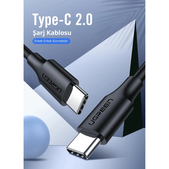 Ugreen 60518 USB-C to USB-C QC/PD 18W 1M Hızlı Şarj Kablosu - 2