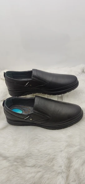 ÇİĞDEM GERÇEK DERİ ORTOPEDİK SİYAH TOPUK JELLİ ERKEK AYAKKABI (4) - Resim 2