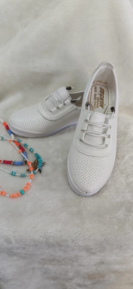 ÇİĞDEM KREM LASTİK BAĞLI GÜNLÜK KADIN AYAKKABI - Resim 3