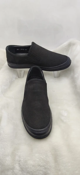 ÇİĞDEM GERÇEK NUBUK DERİ ERKEK SİYAH GÜNLÜK AYAKKABI(GOES1072) - Resim 2