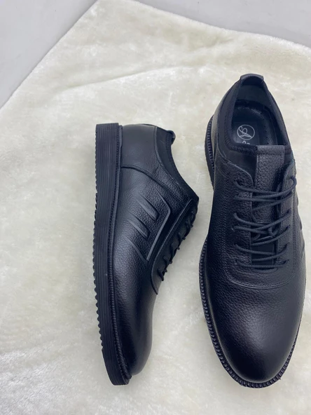 ÇİĞDEM SİYAH BAĞCIKLI HAKİKİ DERİ ERKEK GÜNLÜK AYAKKABI - Resim 3