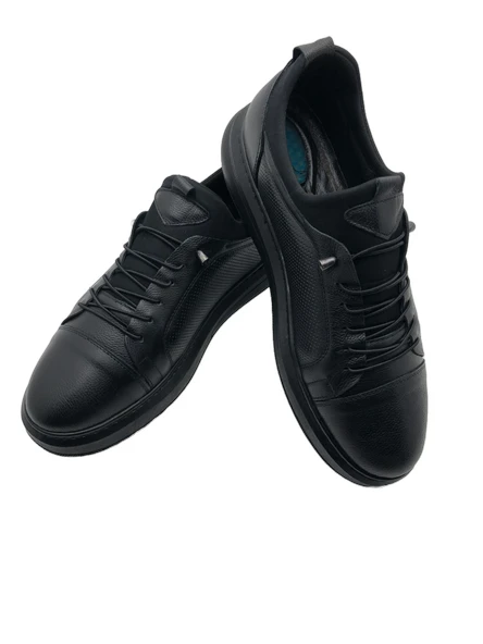 GERÇEK DERİ SİYAH ORTOPEDİK TOPUK JELLİ AYAKKABI (6) - Resim 3