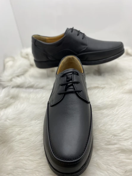 ÇİĞDEM GERÇEK DERİ TOPUK JELLİ SİYAH BAĞLI ÖZEL SERİ AYAKKABI - Resim 2