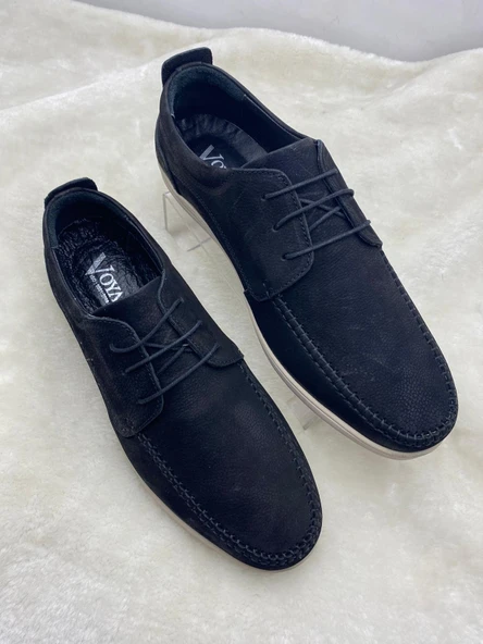 VOYAGER 3621 SİYAH GERÇEK NUBUK DERİ CASUAL ERKEK AYAKKABI - Resim 5