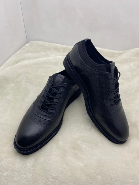 ÇİĞDEM SİYAH BAĞCIKLI HAKİKİ DERİ ERKEK GÜNLÜK AYAKKABI - Resim 7