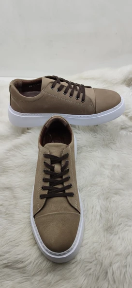 ÇİĞDEM KUM NUBUK GERÇEK DERİ KALIN TABAN ERKEK AYAKKABI (GSO 1481) - Resim 2