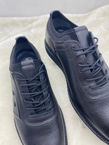 ÇİĞDEM SİYAH BAĞCIKLI HAKİKİ DERİ ERKEK GÜNLÜK AYAKKABI - Resim 6