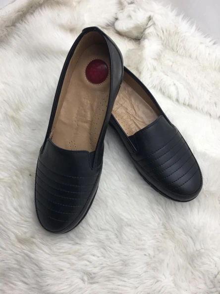 ÇİĞDEM SİYAH DERİ TOPUK JELLİ KADIN AYAKKABI(FRD1071) - 2