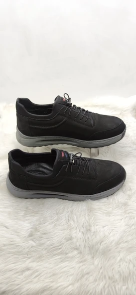 ÇİĞDEM GERÇEK NUBUK DERİ SİYAH LASTİK BAĞLI ERKEK AYAKKABI (GOS 1097) - Resim 2