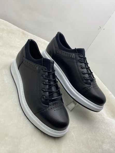 VOYAGER 4190 SİYAH BEYAZ TABANLI ERKEK DERİ CASUAL AYAKKABI - Resim 9