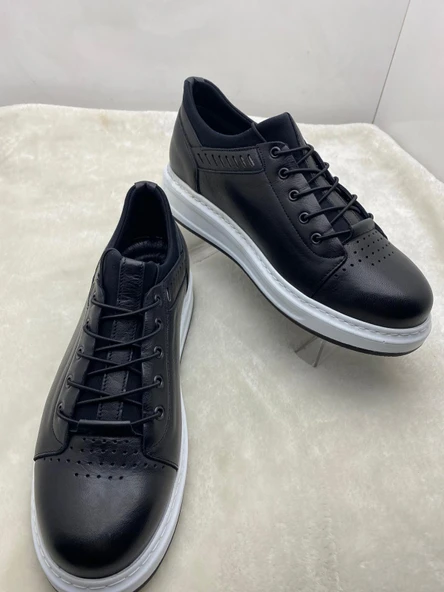 VOYAGER 4190 SİYAH BEYAZ TABANLI ERKEK DERİ CASUAL AYAKKABI - Resim 4