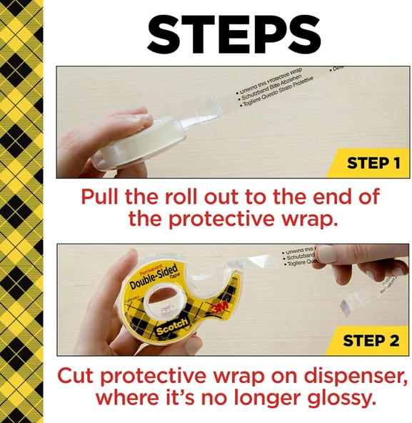 Scotch Dispenserli Çift Taraflı Astarsız Bant, Dar Genişlik, Tutma için Tasarlanmış, 1.28 x 250 İnç (136) - 5