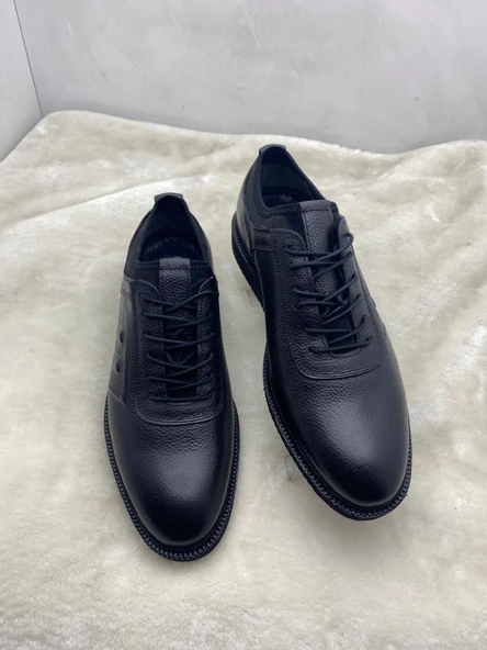 ÇİĞDEM SİYAH BAĞCIKLI HAKİKİ DERİ ERKEK GÜNLÜK AYAKKABI - Resim 8