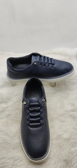 ÇİĞDEM GERÇEK DERİ LACİVERT LASTİK BAĞLI ERKEK AYAKKABI (GOS 1071 ) - Resim 2