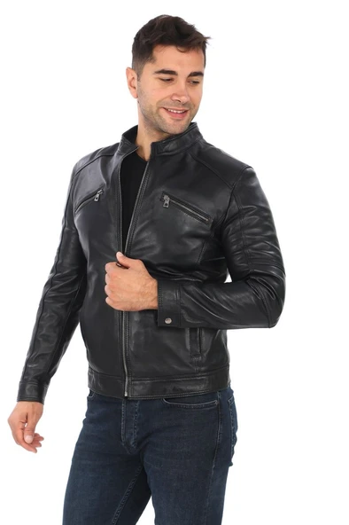 Fit Kesim Sade Spor Deri Mont Siyah Renk - 6