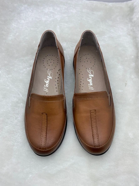 ÇİĞDEM TABA HAKİKİ DERİ HAFİF DOLGU TOPUK ANNE AYAKKABISI (ARY) - Resim 5