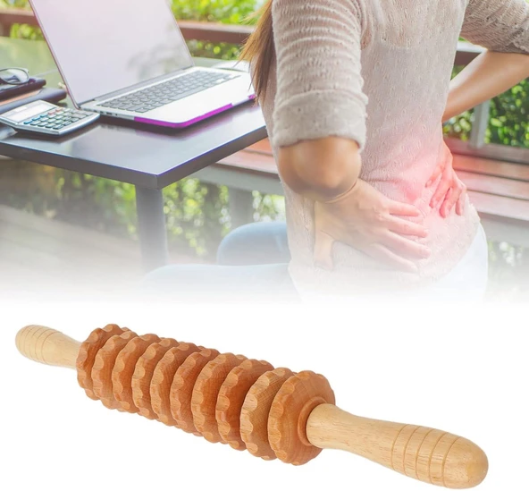 Valkyrie Medikal Ahşap Masaj Merdanesi Bel Boyun Sırt Bacak Masaj Aleti Selült Giderici 1. Kalite - 9