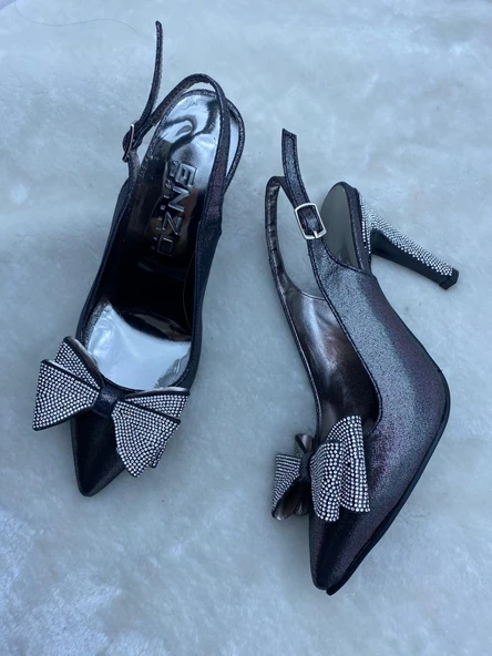 ÇİĞDEM GÜMÜŞ SATEN FİYONKLU,TAŞLI TOPUKLU AYAKKABI (ENZ) - Resim 8