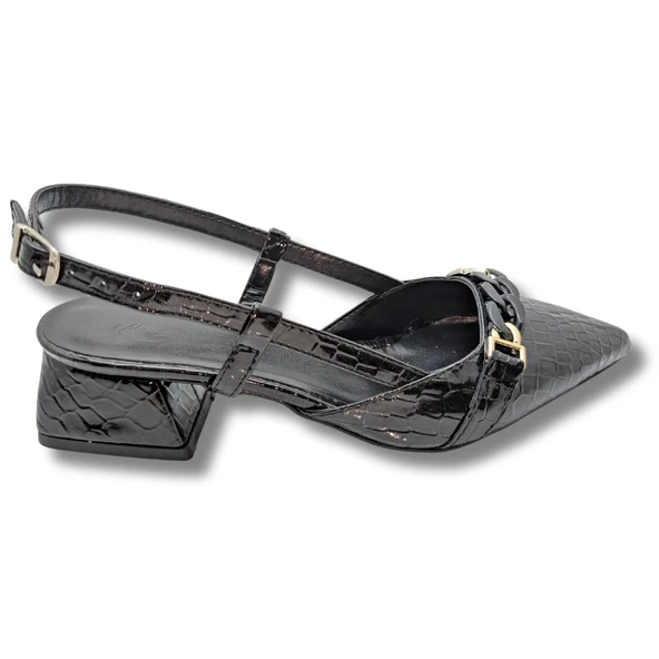 Edeltraud - Arkası Açık Sivri Burunlu Blok Topuklu Ayakkabı - Resim 2